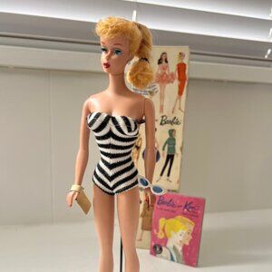 Vintage Barbie #5 Blonde Ponytail – Complete with Box, Original Booklet, High He